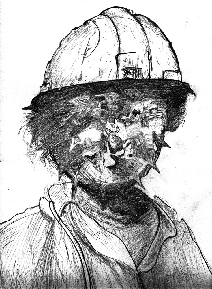 This morning I did a drawing based on a photograph of a Russian coal miner ...